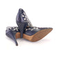 1950s Navy Blue Stilettos w White Embroidery & Cutouts UK 4.5
