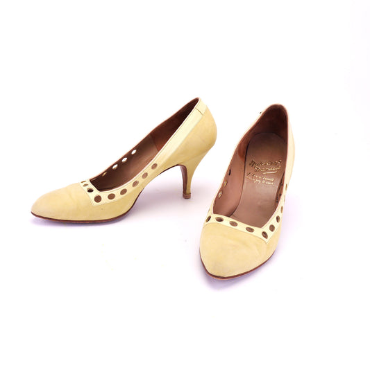 1950s Lemon Suede Stiletto Pumps by Hutchings UK 5.5