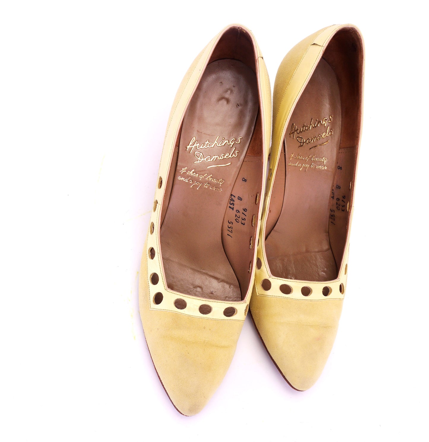 1950s Lemon Suede Stiletto Pumps by Hutchings UK 5.5