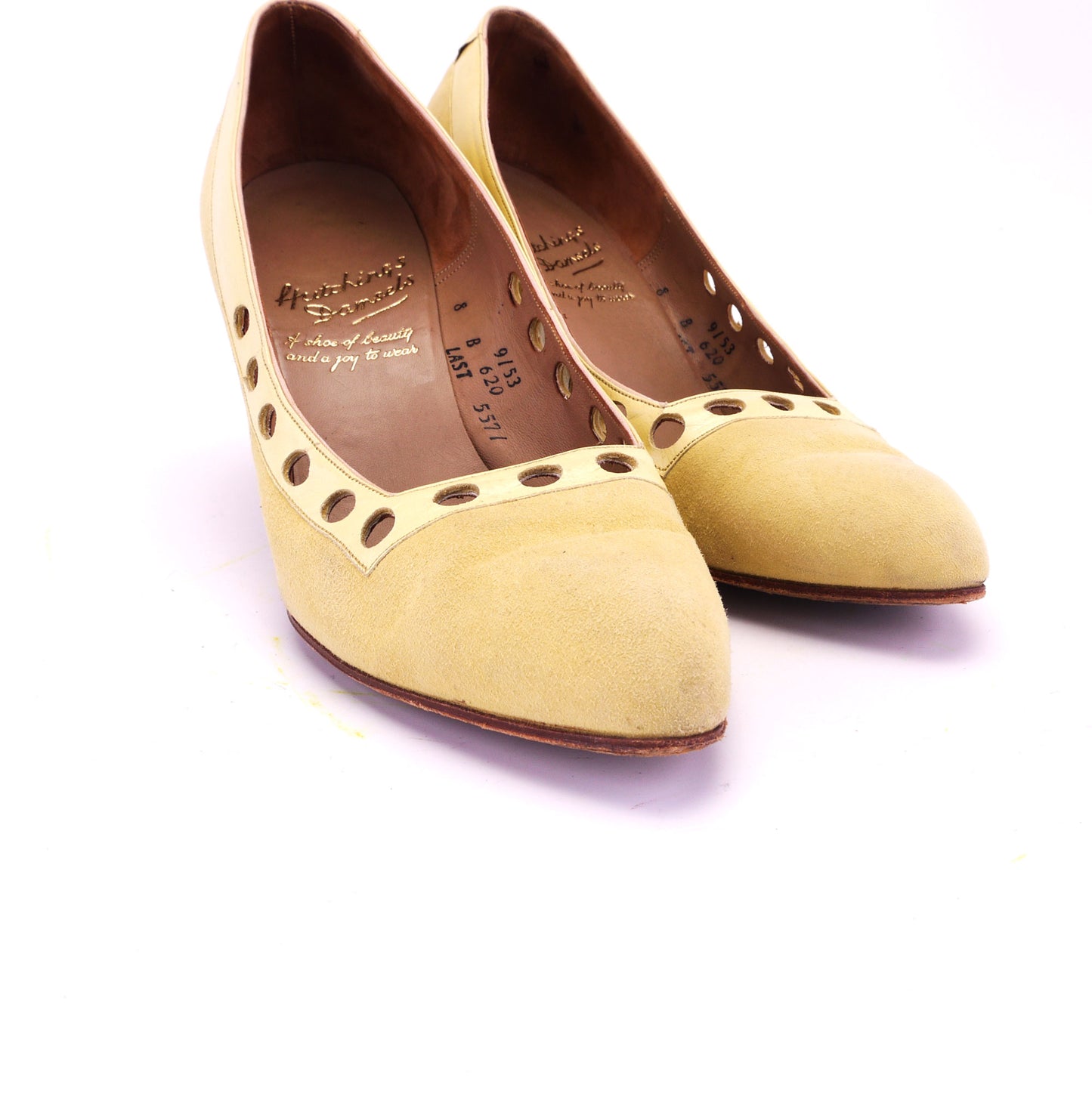 1950s Lemon Suede Stiletto Pumps by Hutchings UK 5.5