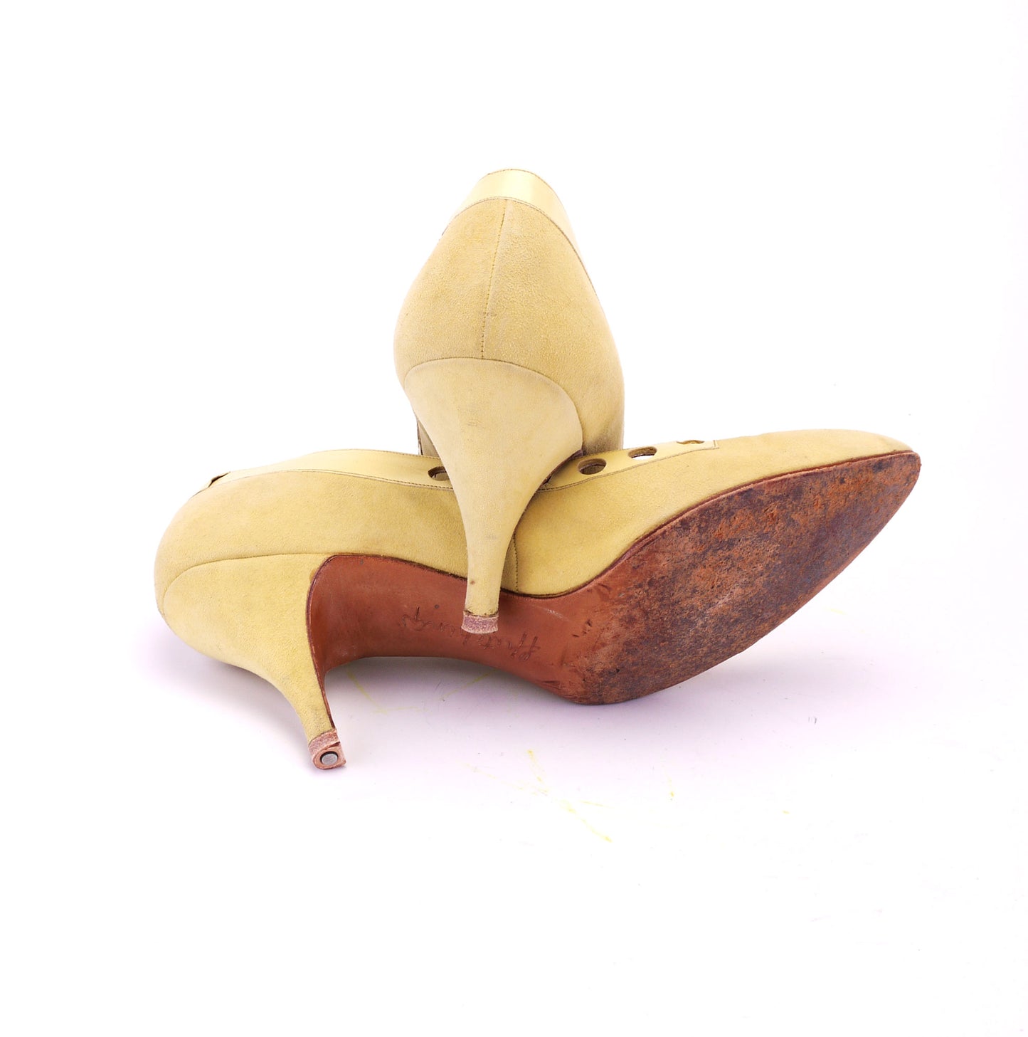 1950s Lemon Suede Stiletto Pumps by Hutchings UK 5.5