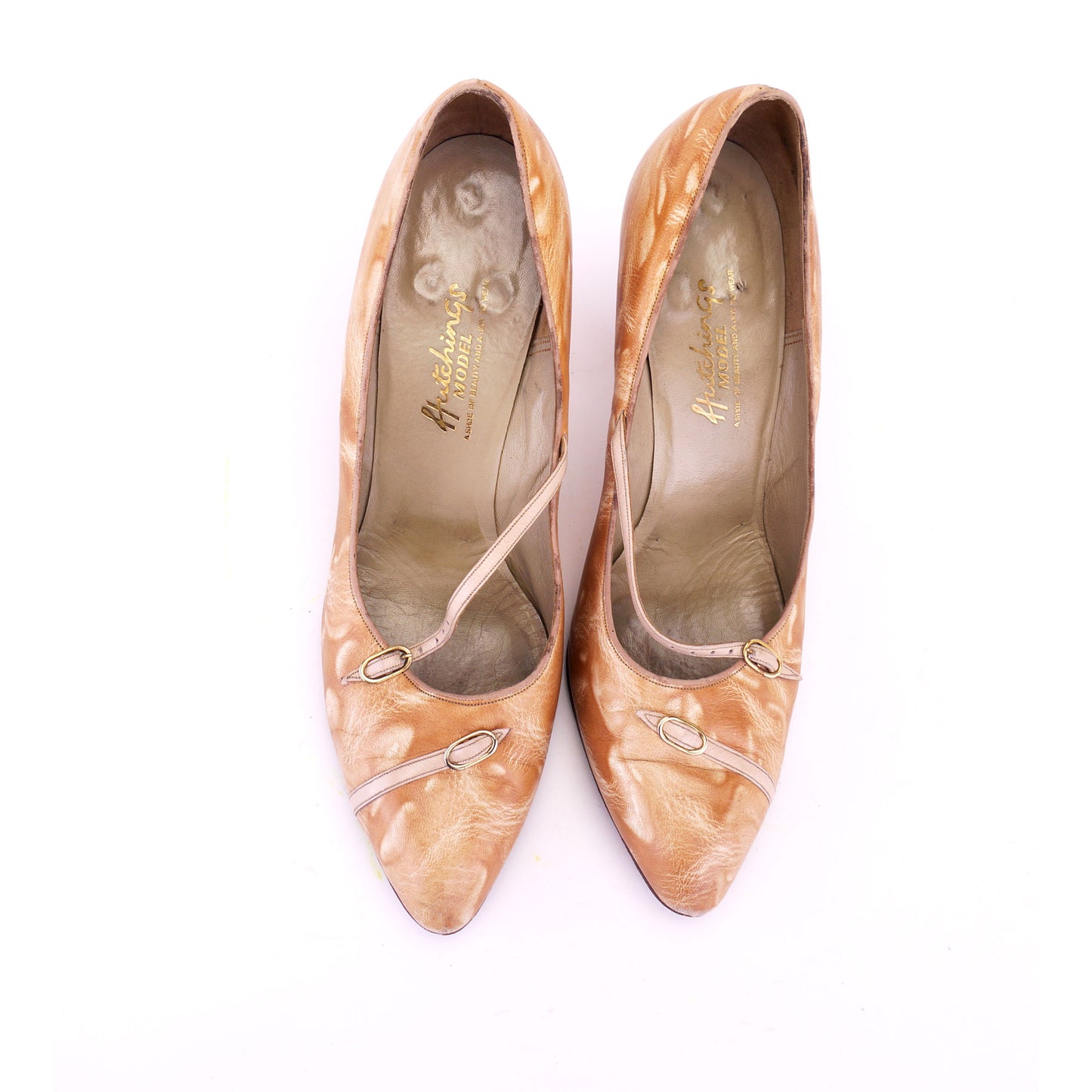 1950s Marbled Leather Stiletto Pumps by Hutchings UK 5.5