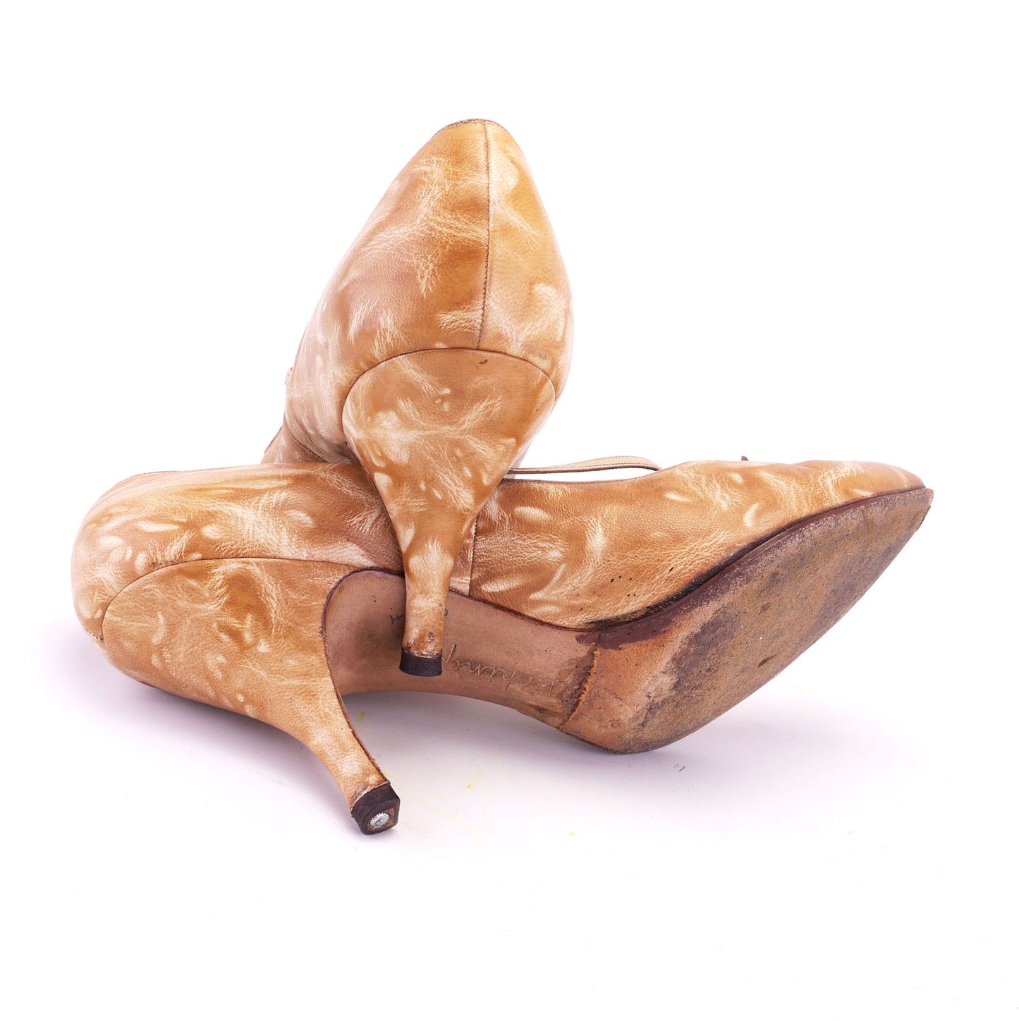 1950s Marbled Leather Stiletto Pumps by Hutchings UK 5.5