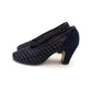 1940s Navy Suede Thonged Pumps by Huntbach UK 3.5