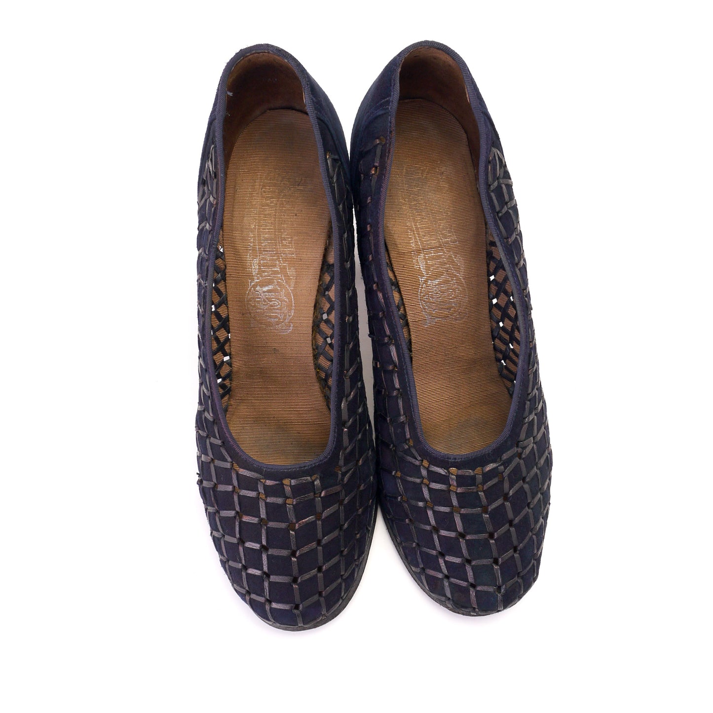 1940s Navy Suede Thonged Pumps by Huntbach UK 3.5