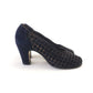 1940s Navy Suede Thonged Pumps by Huntbach UK 3.5