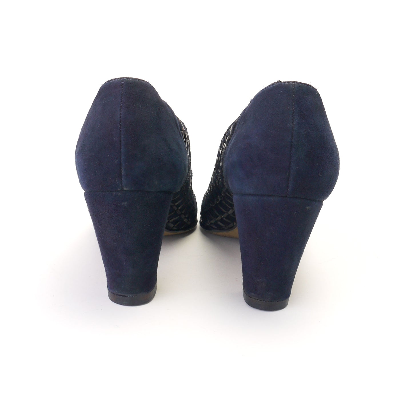 1940s Navy Suede Thonged Pumps by Huntbach UK 3.5