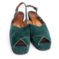 1970s Forest Green Suede Platform Sandals By I Miller UK 6
