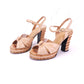1970s Italian Cork & Leather Platform Sandals UK 3