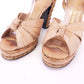 1970s Italian Cork & Leather Platform Sandals UK 3