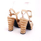 1970s Italian Cork & Leather Platform Sandals UK 3