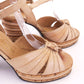 1970s Italian Cork & Leather Platform Sandals UK 3