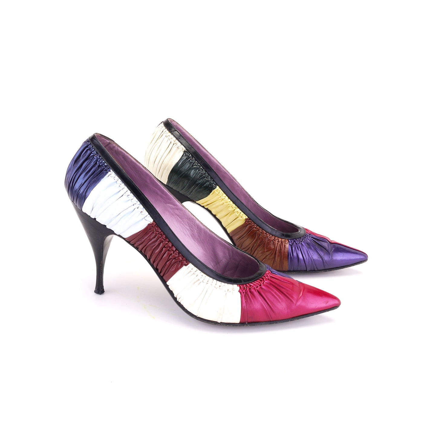 1960s Italian Multicoloured Stiletto Heels UK 5
