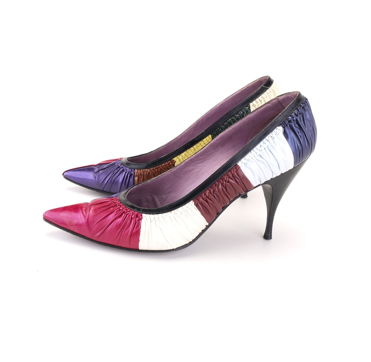 1960s Italian Multicoloured Stiletto Heels UK 5