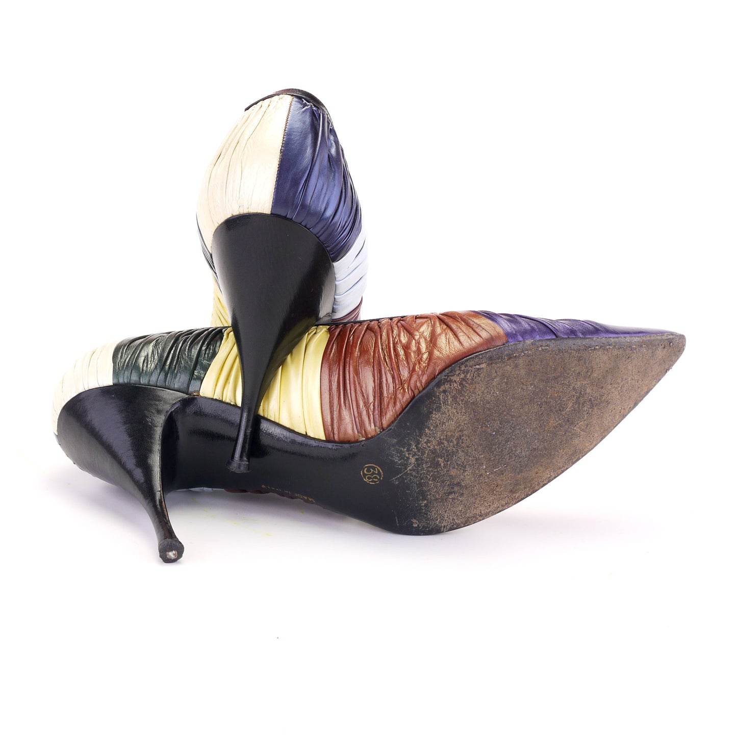 1960s Italian Multicoloured Stiletto Heels UK 5