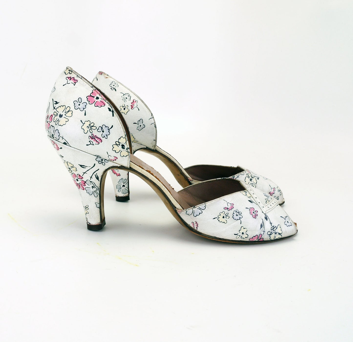 1950s Flower Printed Leather Sandals by Jenners UK 5