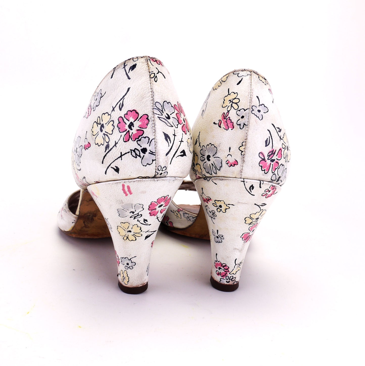 1950s Flower Printed Leather Sandals by Jenners UK 5