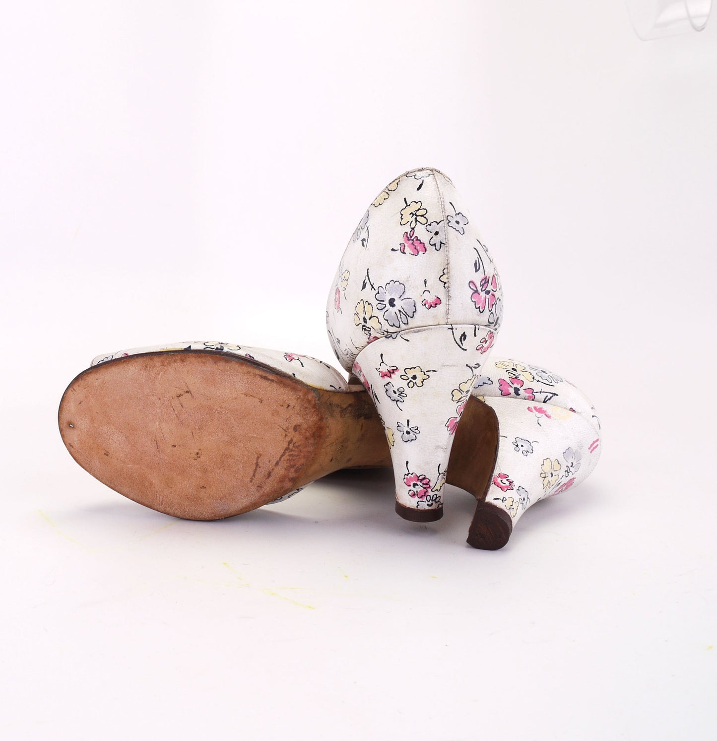 1950s Flower Printed Leather Sandals by Jenners UK 5