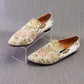 Johnny Moke White & Pink Brocade Slip On Flats UK 6
