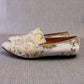 Johnny Moke White & Pink Brocade Slip On Flats UK 6