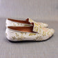 Johnny Moke White & Pink Brocade Slip On Flats UK 6