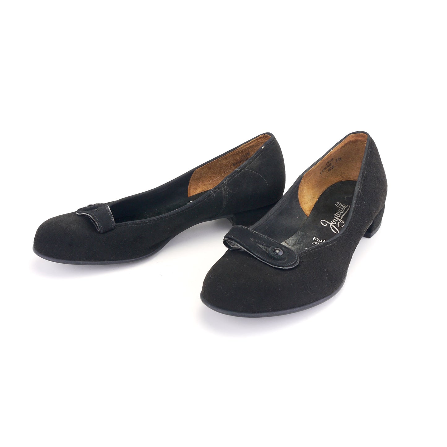 1950s Black Suede Round Toe Flats by Joywalk UK 4.5