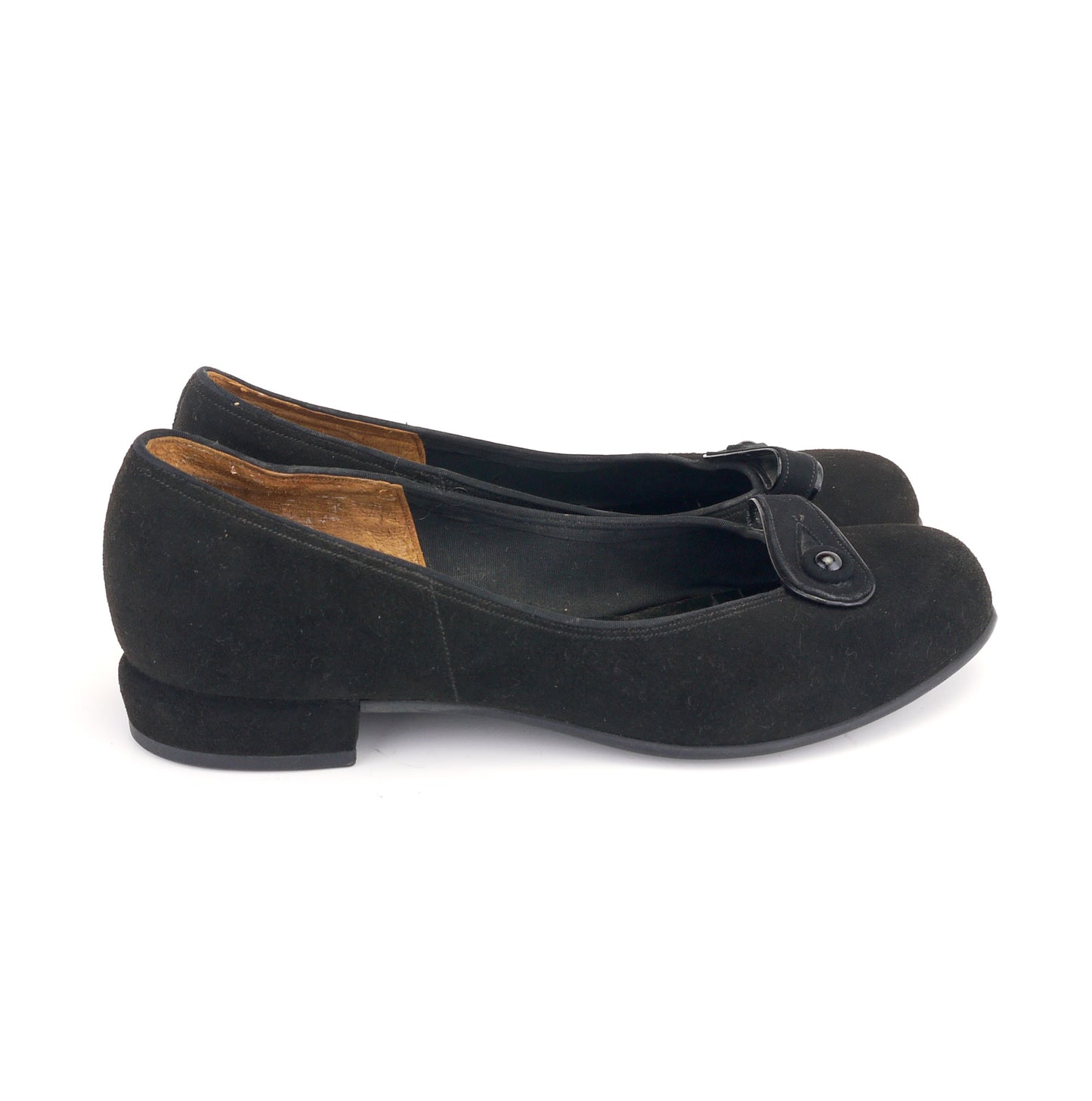 1950s Black Suede Round Toe Flats by Joywalk UK 4.5