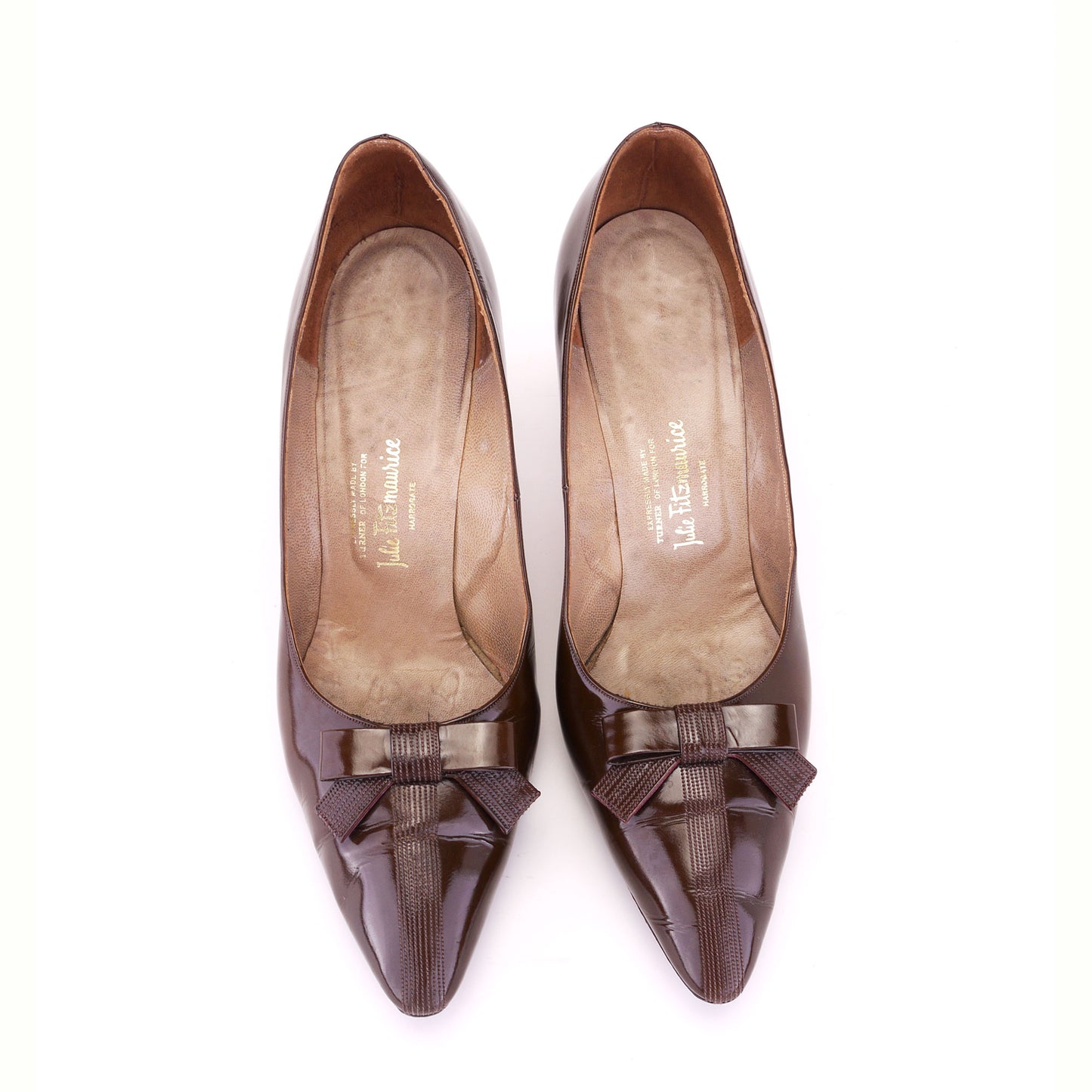 1960s Brown Patent Stiletto Pumps by Turner UK 6