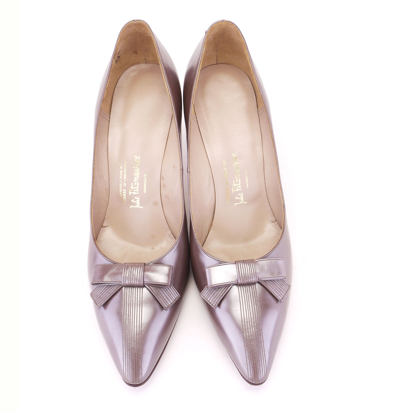 Unworn 1960s Metallic Taupe Stiletto Pumps UK 6