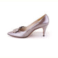 Unworn 1960s Metallic Taupe Stiletto Pumps UK 6