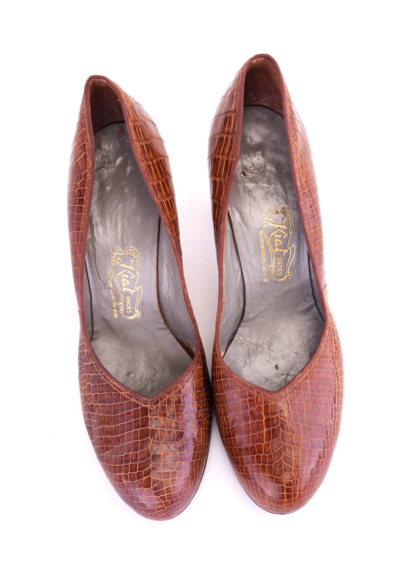 1940s / 50s Baby Doll Pumps in Cognac Leather UK 5.5