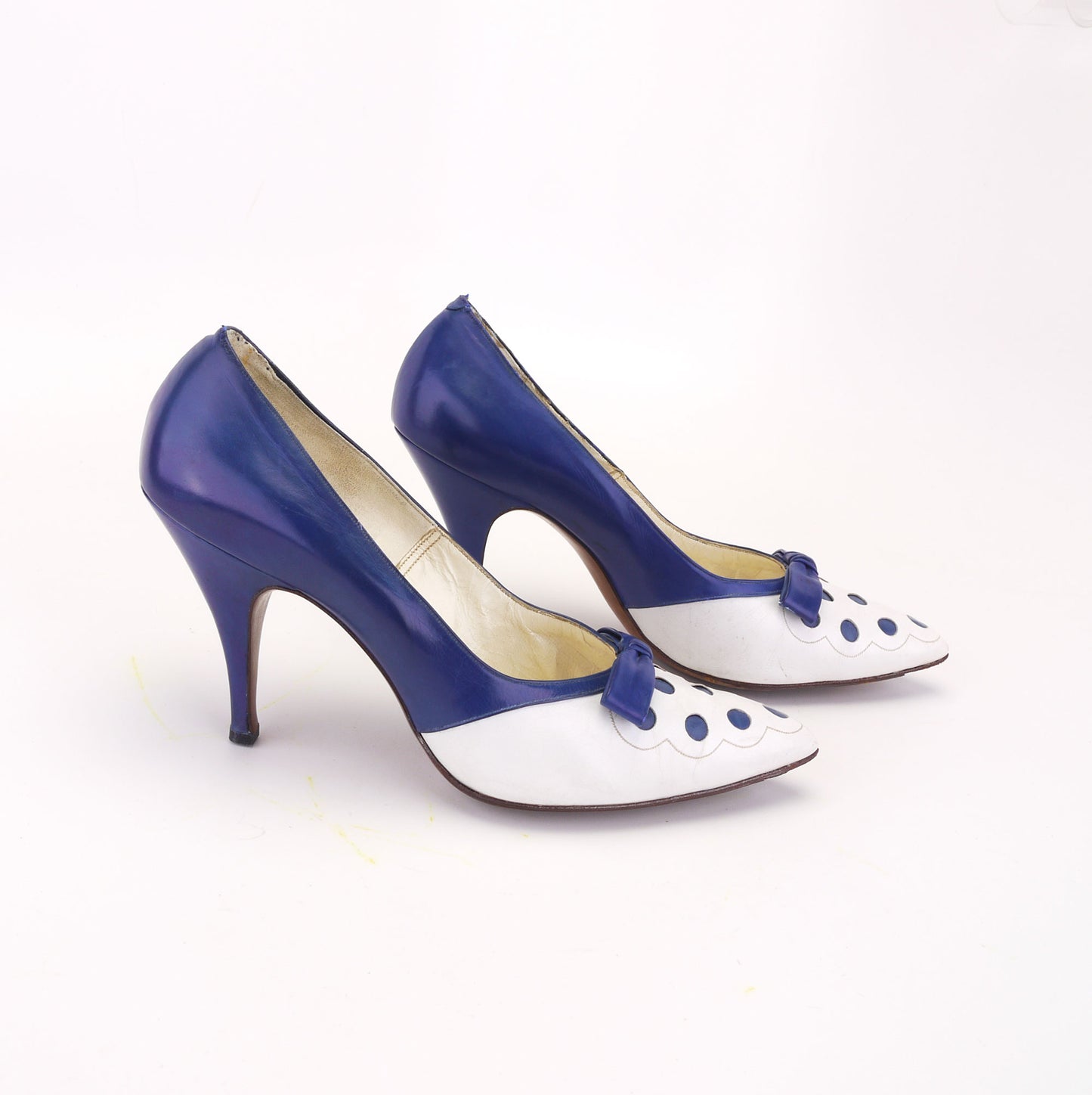Blue & White Polka Dot 1950s Stilettos UK 4.5
