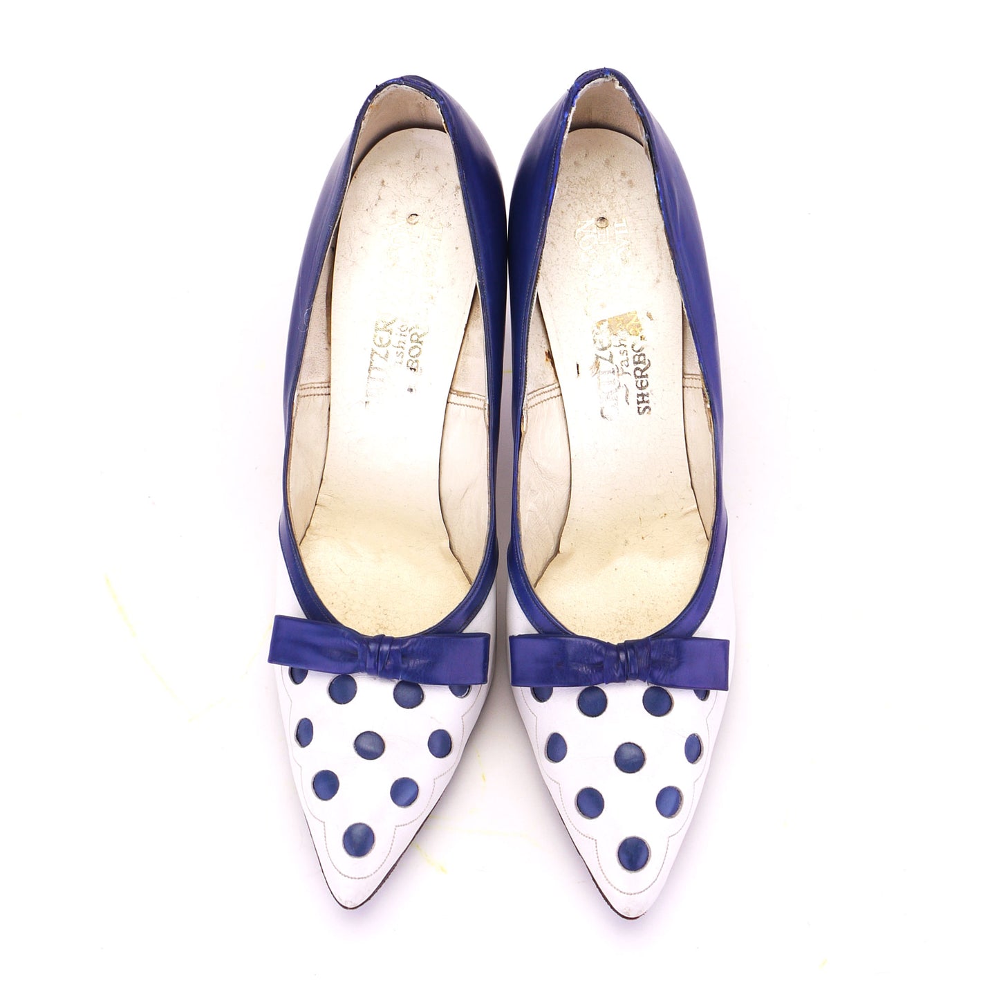 Blue & White Polka Dot 1950s Stilettos UK 4.5