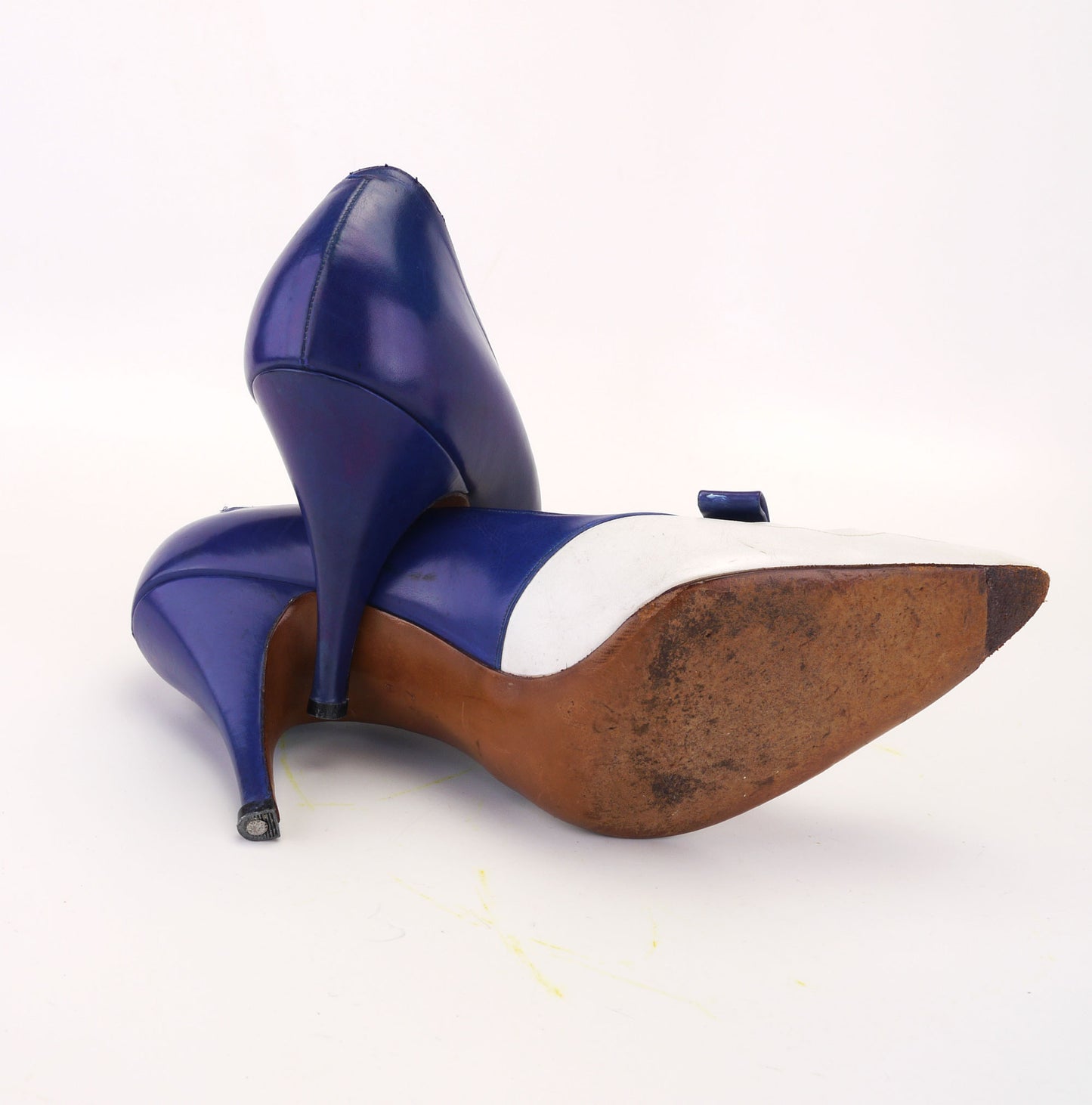 Blue & White Polka Dot 1950s Stilettos UK 4.5
