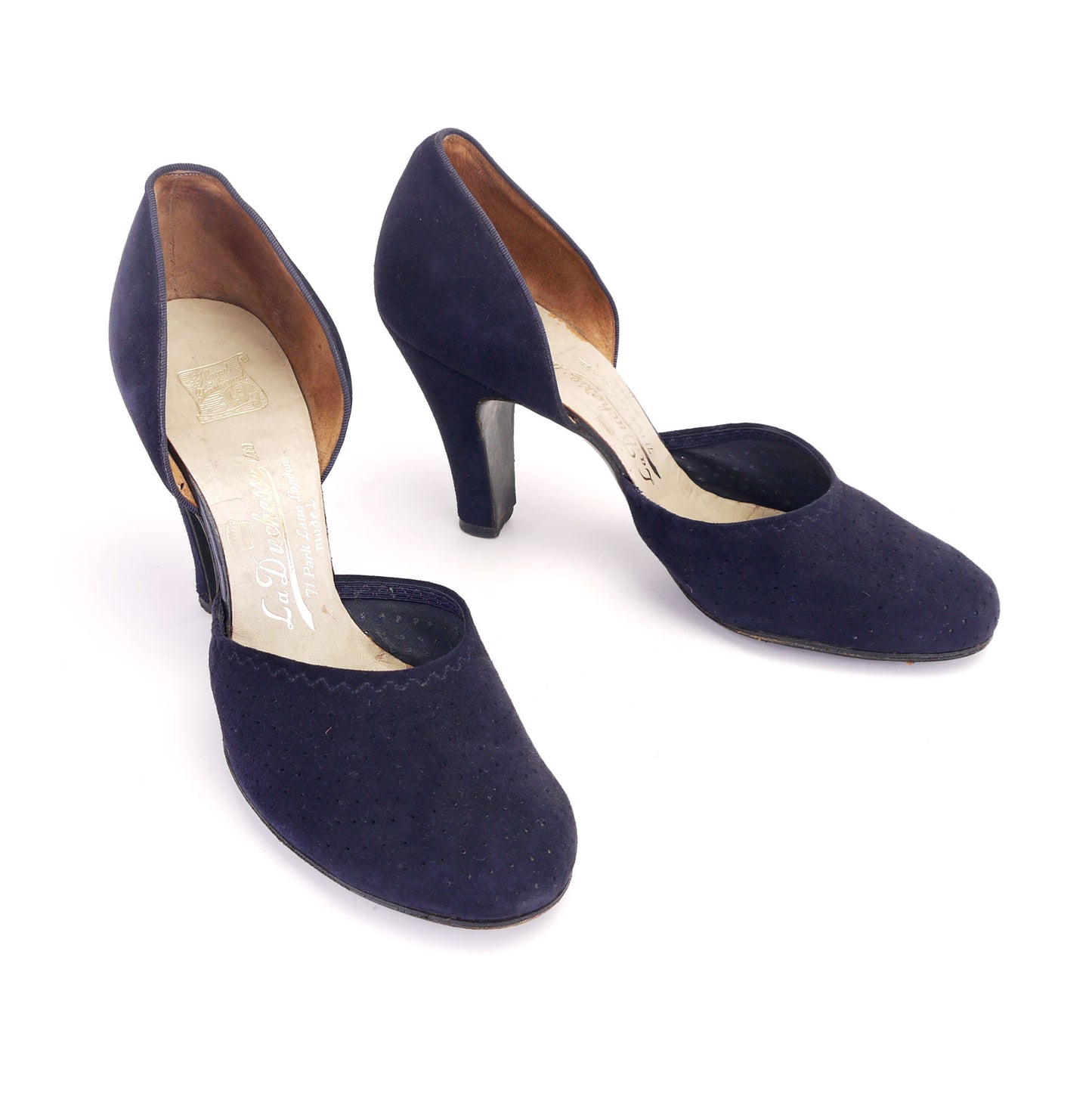 1940s Navy D'Orsay Pumps by La Duchesse UK 4.5