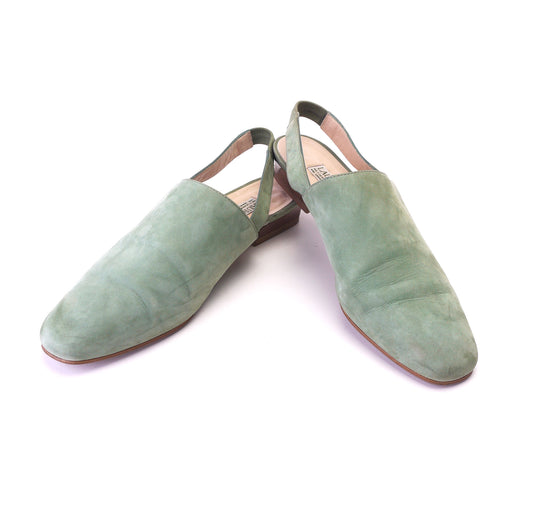 Laura Ashley Sage Green Flat Slingbacks c1990 UK 6