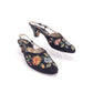 1950s Black Needlepoint Floral Slippers by Leroux UK 6.5
