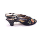 1950s Black Needlepoint Floral Slippers by Leroux UK 6.5