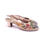 1950s Beige Needlepoint Floral Slippers by Leroux UK 6.5