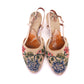 1950s Beige Needlepoint Floral Slippers by Leroux UK 6.5