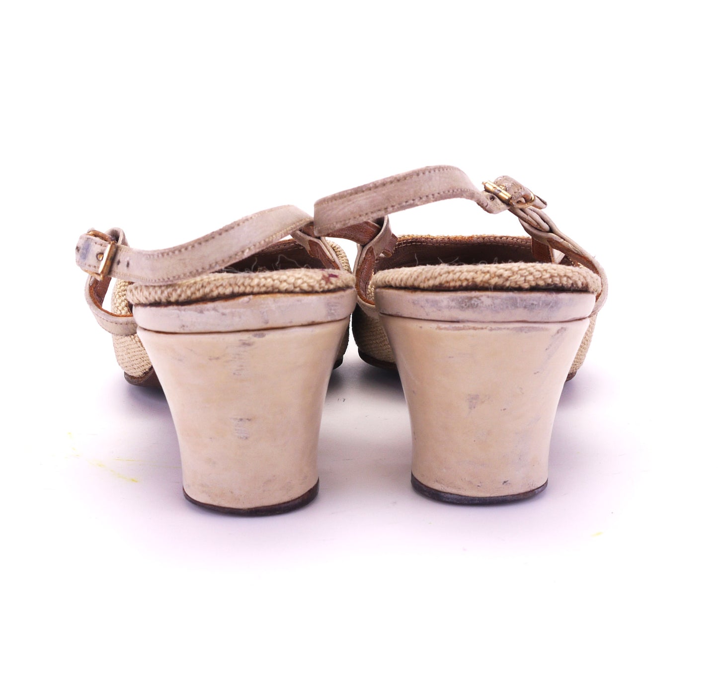 1950s Beige Needlepoint Floral Slippers by Leroux UK 6.5