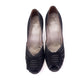 1950s Black Braided Peep Toe Pumps by Les Jumelles UK 5