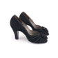 1950s Black Braided Peep Toe Pumps by Les Jumelles UK 5