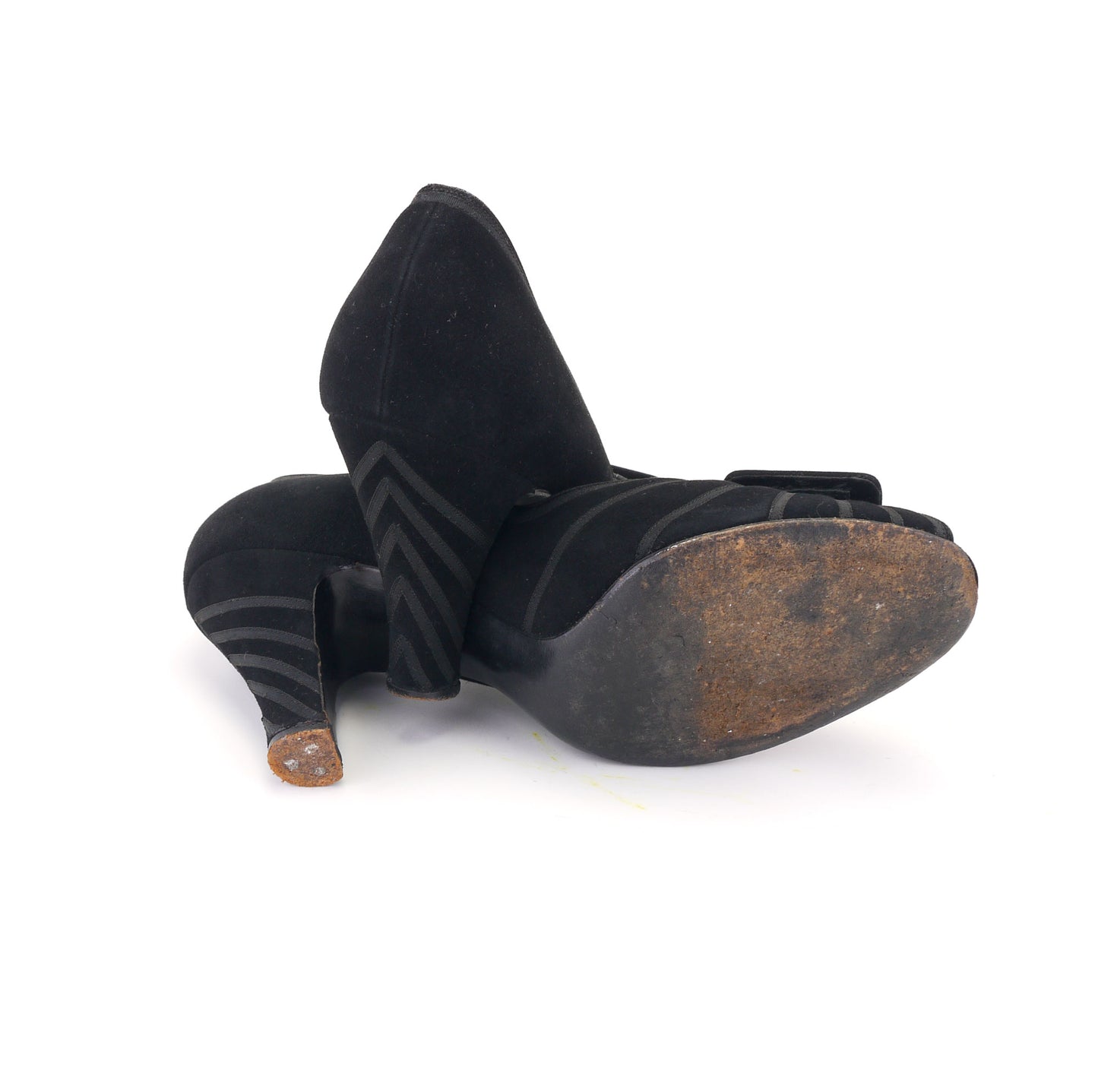 1950s Black Braided Peep Toe Pumps by Les Jumelles UK 5