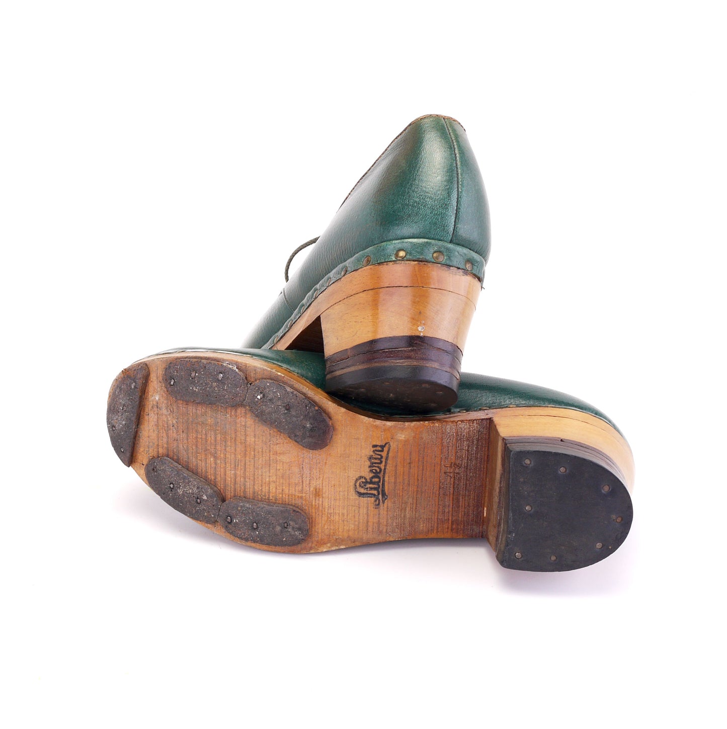1940s Green Woodies by Liberty Wooden Clogs UK 4