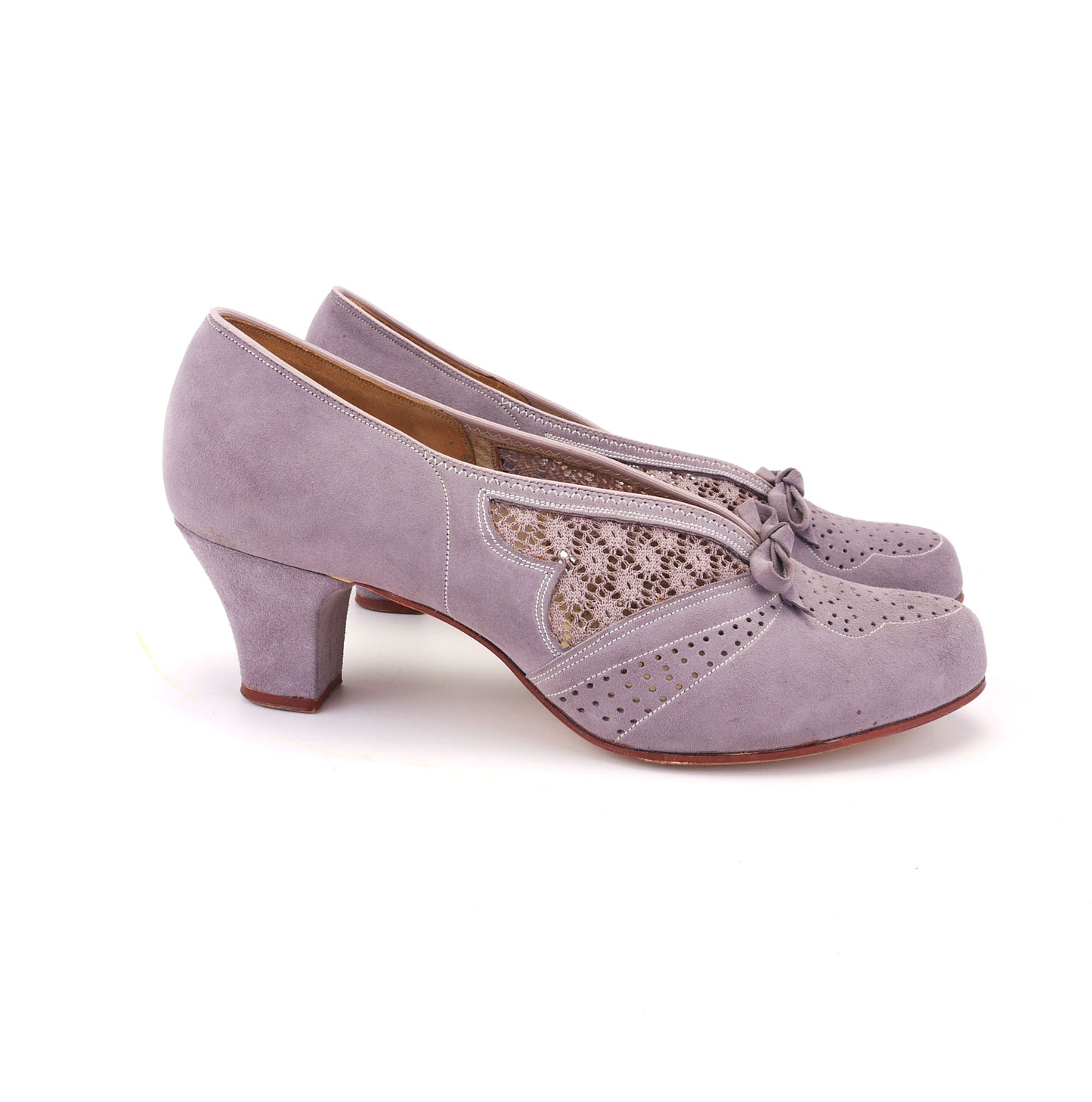 1950s Grey Suede & Lace Pumps by Lily UK 5.5