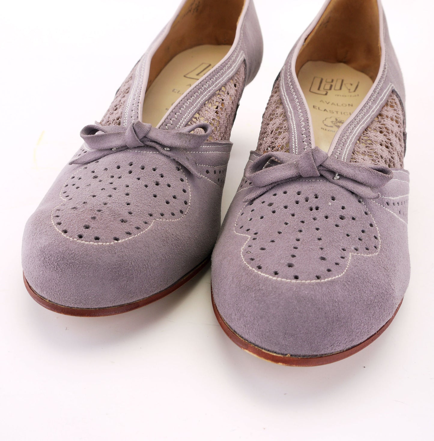 1950s Grey Suede & Lace Pumps by Lily UK 5.5