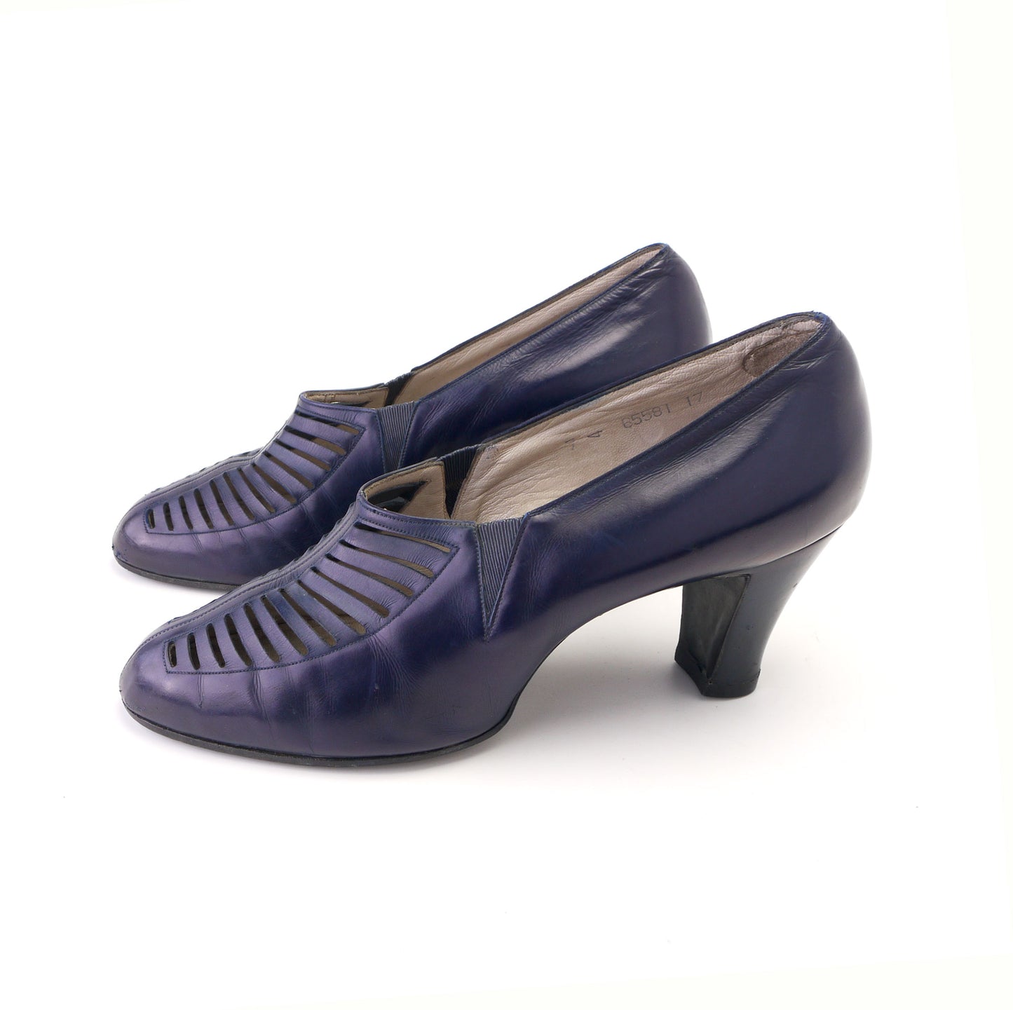 1930s Swiss Navy Blue Pumps with Cutouts UK 7