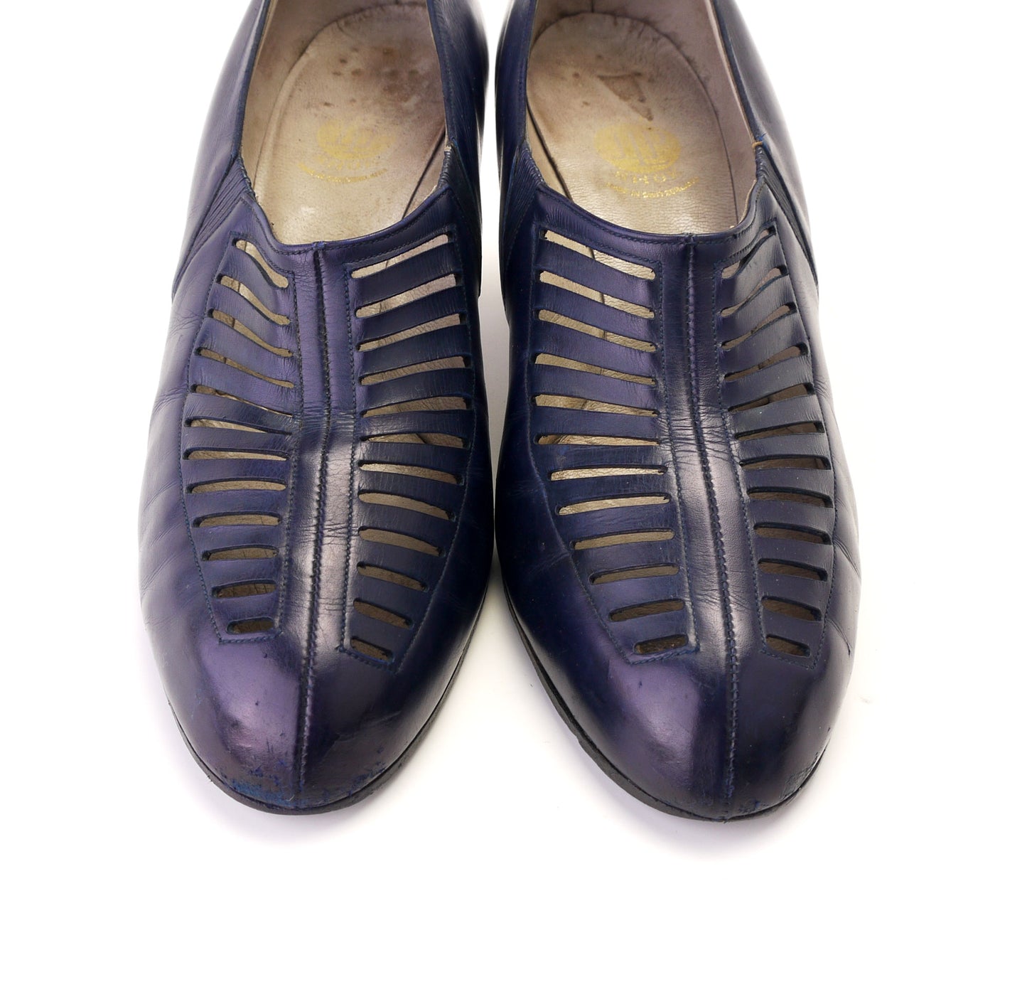 1930s Swiss Navy Blue Pumps with Cutouts UK 7