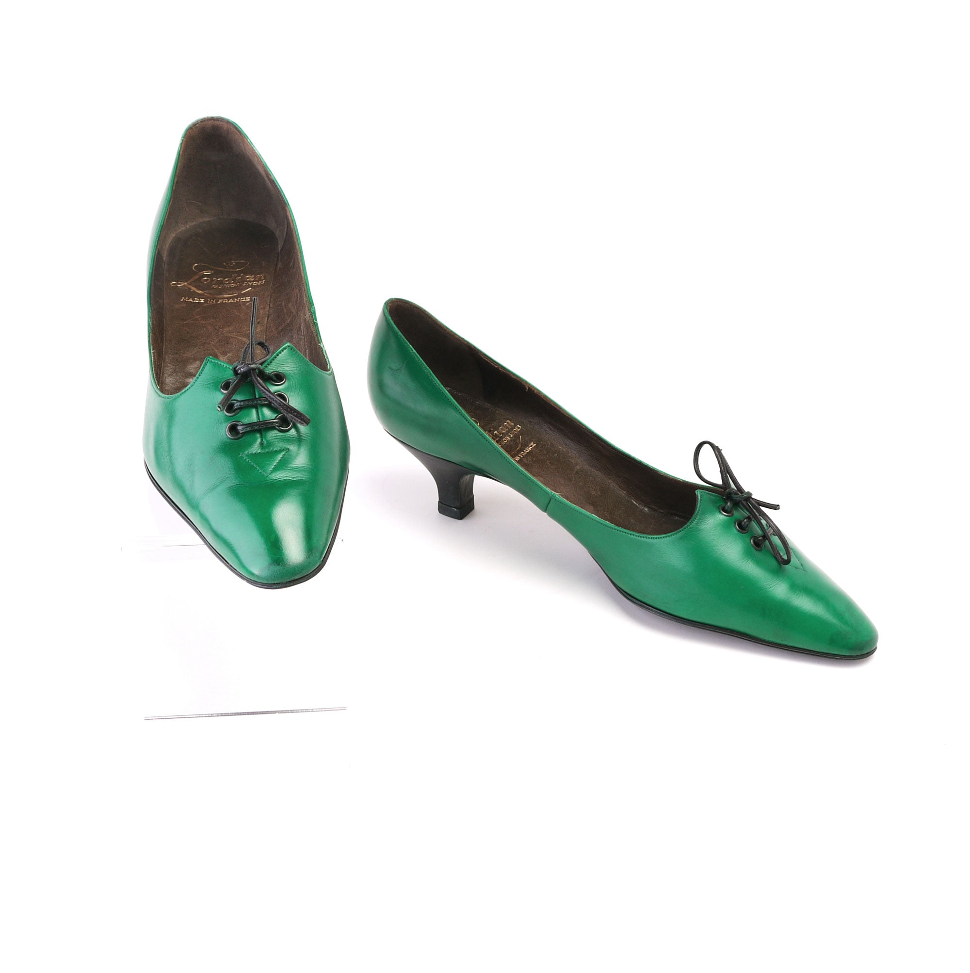 1960s Emerald Green Pumps with Kitten Heels by Lordian UK 5 Fashion At Your Feet